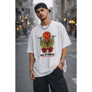Hall of‎ Flowers Palm Springs Graphic T Shirt White Mens Casual Streetwear